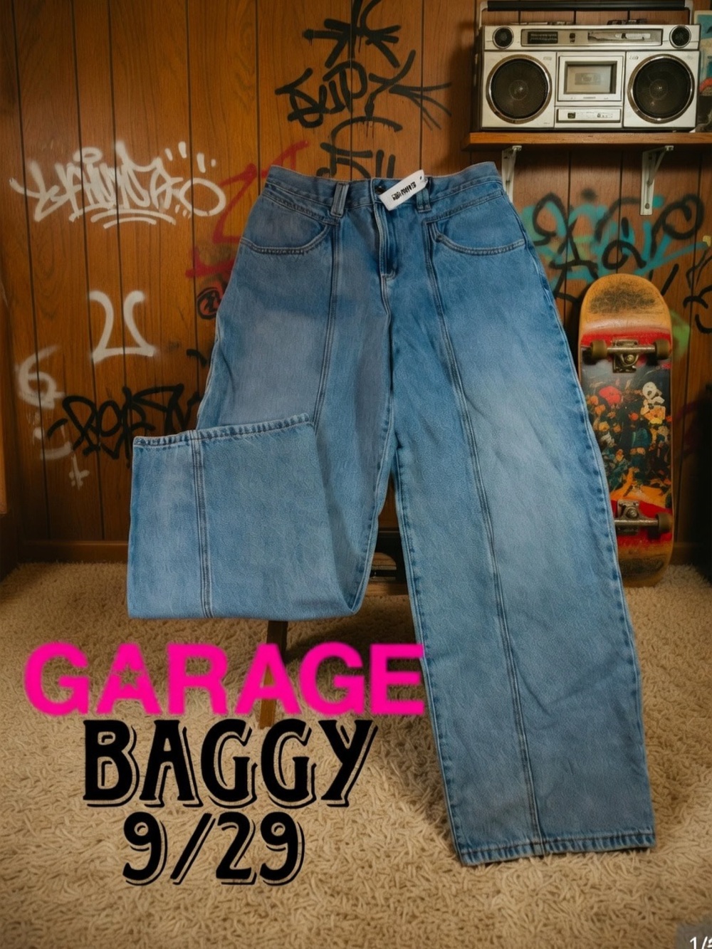 Garage Women’s Baggy Jeans in Light Blue Denim